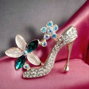 Crystal Embellished High Heel Brooch